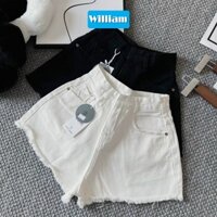 (Có big size) Quần short jean nữ trắng vải denim lai tua cá tính bền đẹp, dễ phối đồ Jean Nữ William - AT227
