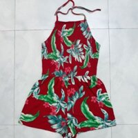 (Có Bigsize) Jumpsuit Yếm Short Hollister 3 Màu Hoa Đỏ / Hoa Xanh / Đen Trơn VNXK