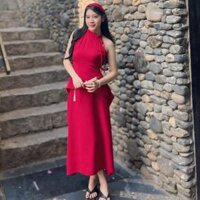 (Có Bigsize) Set áo yếm kèm chân váy đỏ C5 - Orimi