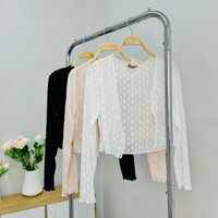 (CÓ BIGSIZE)Áo khoác ren croptop tay dài C1 hồng/trắng/đen_ORIMI