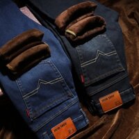 (Có bigsize)Quần jean nam lót lông giãn cao dày đặc cực ấm(ống đứng thường)