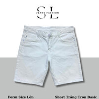 "Có Bigsize(Size 28-41)"Quần Sọt Jeans Nam SL Màu Trắng Trơn - Chất Vải Denim Co Giãn 4 Chiều, Đổi Size Miễn Phí [Mã 26]