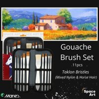 Cọ bộ 10 cây Marie's vẽ màu Gouache kèm túi đựng lông nylon và lông ngựa