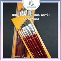 Cọ Bộ Sunway B204 (Bộ 6 Cây) lông sói đầu ô van vẽ màu nước,acrylic,sơn dầu
