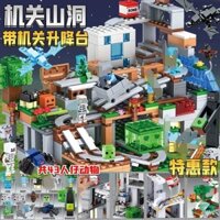 Cơ chế khối xây dựng Minecraft, hang động, trận chiến đen tối, lắp ráp đồ chơi trẻ em, quà tặng xếp hình bé trai