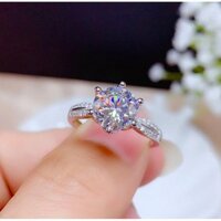 [Có chứng chỉ GRA] Nhẫn kim cương Moissanite 2 Carat cho nữ PT950 Nhẫn kim cương Moissanite