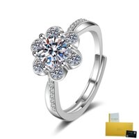 [Có Chứng Nhận Gra] Nhẫn Kim Cương Giả Carbon Cao Nữ 1 Karat Sáu Móng Vuốt Moissanite Nhẫn