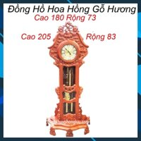 (CÓ CHUÔNG)Đồng hồ hoa hồng trang trí phòng khách gỗ hương