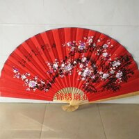 Cỡ Đại Trung Quốc Phong Cách Phòng Khách Trang Trí Dùng Treo Tường Quạt Vẽ Tay Vải Wufu Vải Quạt Gấp Màu Đỏ Và Trắng Bicolor