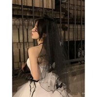 Cô Dâu Ma ~ Phong cách Gothic khăn che mặt nơ đen phong cách mới đạo cụ lễ hội ăn mặc mũ đội đầu phụ kiện tóc