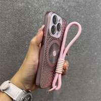 (Có Dây Buộc) Ốp Lưng iPhone 16 pro max 15 Plus 14 13 12 11 Vỏ Bảo Vệ Tản Nhiệt Mạ Sang Trọng Thẩm Mỹ Thu Hút Từ Tính Vỏ Điện Thoại Cứng Phim Chống Sốc