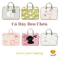 [CÓ DÂY ĐEO CHÉO] Túi chống sốc đựng laptop, macbook da cao cấp chống nước 13.3/14/15.6 inch - Bao laptop có quai xách