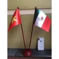 Cờ để bàn đế gỗ Việt Nam - Mexico