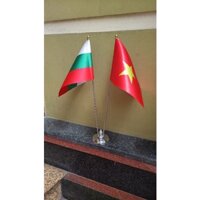 Cờ để bàn Việt Nam - Bulgaria đế inox đôi mini