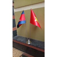 Cờ để bàn Việt Nam - Campuchia đế inox đôi mini
