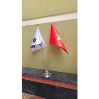 Cờ để bàn Việt Nam - Hàn Quốc đế inox đôi mini