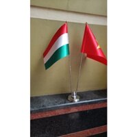 Cờ để bàn Việt Nam - Hungary đế inox đôi mini