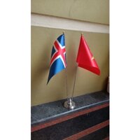 Cờ để bàn Việt Nam - Iceland đế inox đôi mini
