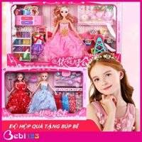 [Có Đèn] Bộ hộp quà tặng Búp Bê Công Chúa nhiều mẫu, kèm Váy và Phụ Kiên siêu xinh cho bé gái