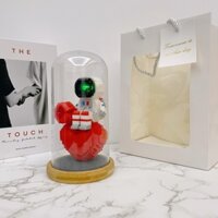 (Có đèn) Lego phi hành gia trái tim - quà tặng tuyệt vời, có đèn led và lồng mica chống bụi