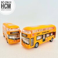 [CÓ ĐÈN NHẠC-QUAY ĐẦU] Đồ chơi Xe buýt 2 TẦNG chở hành khách dành cho bé thích mô hình xe school bus chở học sinh 0049