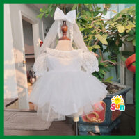 [Có feedback] SET 2 MÓN Body váy công chúa cho bé gái từ sơ sinh đến 10kg, voan lưới mềm xoè/BODY  REN LƯỚI TRẮNG 4 TẦNG