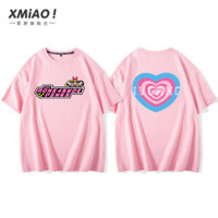 Cô Gái Bay Cảnh Sát Màu Hồng Áo Thun Nữ Tay Ngắn Mỹ Retro Mũ Nhỏ Cổ Tròn Cotton Nguyên Chất Top 5121