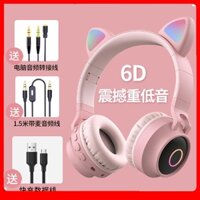 ◐✚Cô gái lúa mì phiên bản hàn quốc tai nghe dễ thương không dây bluetooth mèo xu hướng thời trang sinh viên thể thao điệ