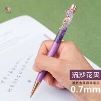 Cô Gái Sáng Tạo Hoa Bút Kẹp Lấp Lánh Bút Bi Dễ Thương Carbon Kim Loại Vàng Bột Bút Gel Quà Tặng Chữ