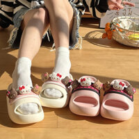 Cô Gái Trái Tim Hoạt Hình Mèo Con Dép Nữ Mùa Hè Sử Dụng Tại Nhà Shit-steping EVA Chống Trơn Trượt Chống Nhám