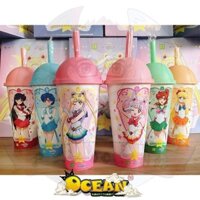 Cô gái xinh đẹp Cốc đổi màu siêu thủy thủ cốc nước ống hút mặt trăng cốc uống trà sữa thỏ rừng