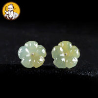 ((Có Giấy Chứng Nhận Thẩm Định) Hàng Hóa Tự Nhiên Ngọc Vàng Ngọc Đào Bông Tai Vịt Mandarin Ice Jade Cánh Hoa S925 Bạc dát Cổ Nữ