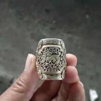 Cổ Hàng Cũ Cổ Bạc Cổ Đồng Trắng Nhẫn Kirin Nhẫn Đeo Ngón Tay Đồ Cũ / njui