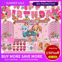 {CÓ HÀNG} Đồ dùng tiệc cho bé gái Paw Patrol màu hồng, bóng bay chó Skye, cốc, đĩa, khăn trải bàn, đồ chơi, nhãn dán, trang trí sinh nhật cho tiệc tắm em bé