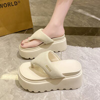 [Có hàng, miễn phí vận chuyển] Dép đế dày cho phụ nữ 2025, giày đế cao mới, phong cách cổ tích, dép xỏ ngón retro, giày đi biển