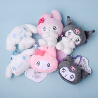 Có hàng, móc khóa nhồi bông Sanrio My Melody Kuromi Cinnamoroll, khóa kim loại, ví tiền xu, dòng trái tim Nhật Bản