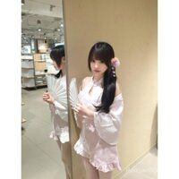 [Có hàng. Mới] Đầm Cheongsam Hồng Jacquard Mùa Hè Pure Desire Bộ Phong Cách Quốc Gia Nữ Áo Cardigan Hồng Khăn Choàng Bộ Hai Mảnh