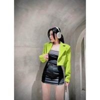 Có hình thật - Áo khoác vest croptop tay dài