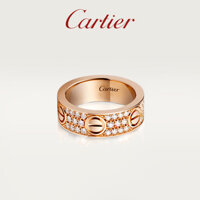 [Có hộp đóng gói] Cartier LOVE Series Rose Gold White Gold Diamond Wide Ring [Túi quà]