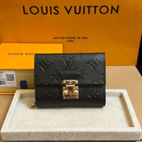 (Có hộp) Ví da thật cao cấp Louis Vuitton LV dành cho nữ xu hướng thời trang ví gấp ngắn dập nổi M80880