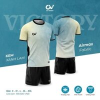 (Có in theo yêu cầu) Bộ Quần Áo Bóng Đá không logo Chính Hãng CV Victory màu vàng - xanh, Chất vải R-Airmaxx cao cấp