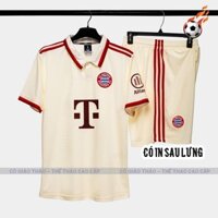 [Có in theo yêu cầu - HÀNG CLB Strivend ĐẸP] Bộ quần áo Bayern Munich kem có cổ 24/25 hàng đẹp vảimè logothêu