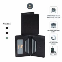 (Có Khắc Tên) Ví Đứng Nam Da Bò CrossGrain Nhiều Ngăn Đựng Tiền HDK2