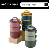 (Có Khay INOX) Hộp Cơm Cà Mên Giữ Nhiệt 3 Tầng Kèm Muỗng Healthy