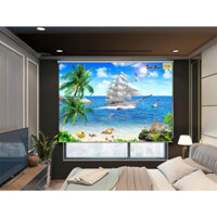 [Có Khoan] Rèm Cuốn Tranh 3D In Hình Thuận Buồm Xuôi Gió Rèm Cuốn Cửa Sổ Chống Nắng 100%