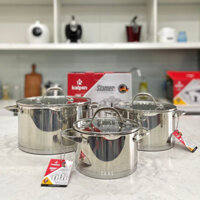 Có lẻ - BỘ NỒI INOX 304 CAO CẤP 5 ĐÁY KALPEN SLAMER 16cm 20cm 24cm Hàng chính hãng Linh giang minimart
