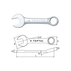 Cờ lê vòng miệng ngắn Toptul AAAF1414, 14mm