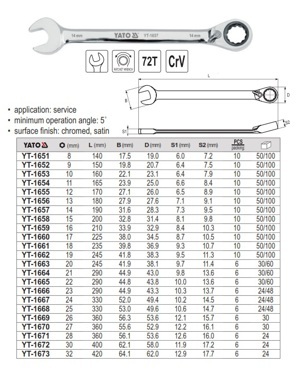 Cờ lê vòng miệng tự động đảo chiều Yato YT-1669