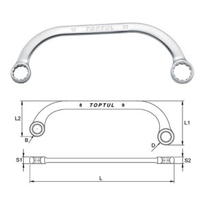 Cờ lê vòng nửa mặt trăng 8x9mm Toptul AAAC0809