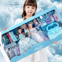 (Cỡ Lớn)- Bộ Đồ Chơi Búp Bê Elsa, Bộ Trang Điểm Đa Dạng Cùng Hơn 10 Mẫu Váy, Quà Tặng Hot Cho Bé Gái
